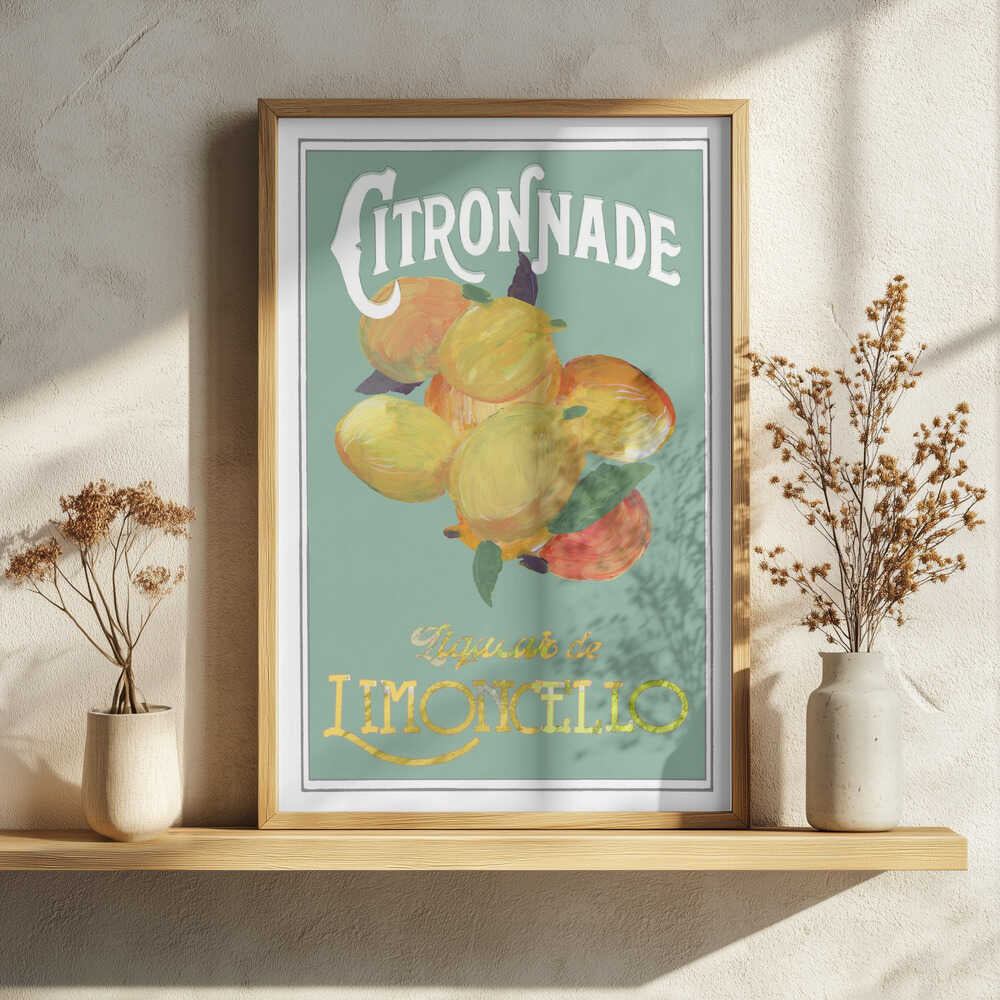 Vintage Limoncello Citronnade Art Print UK — Botanical Vibrant Wall Art — Kitchen — Wall It All Prints