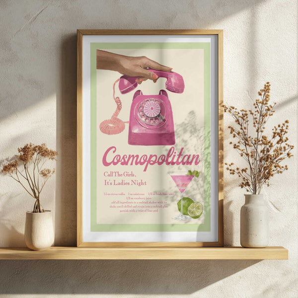Jlr Cocktails Cosmopolitan Art Print UK — Vintage Vibrant Wall Art — Living Room — Wall It All Prints