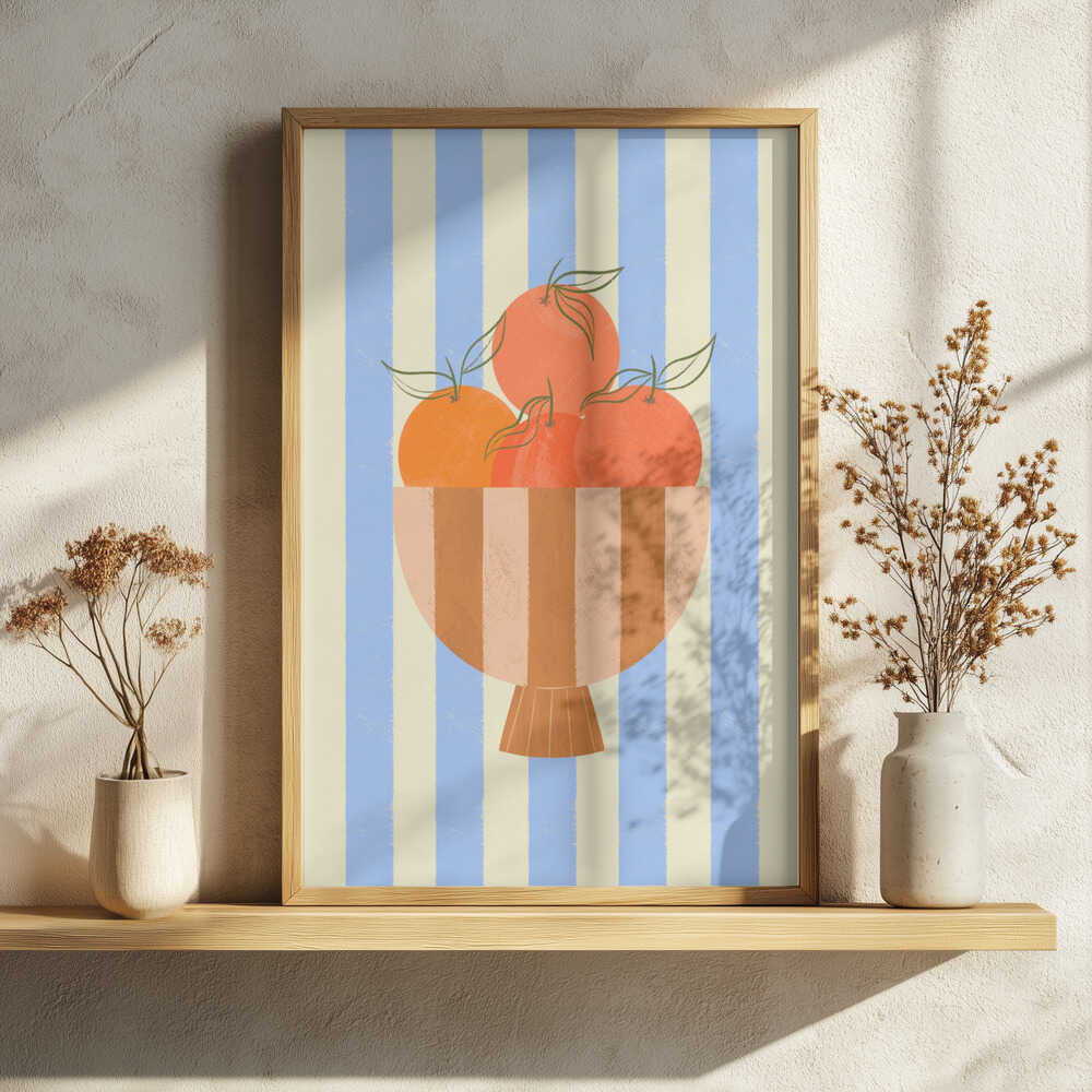 Bowl of Oranges Art Print UK — Abstract Vibrant Wall Art — Kitchen — Wall It All Prints