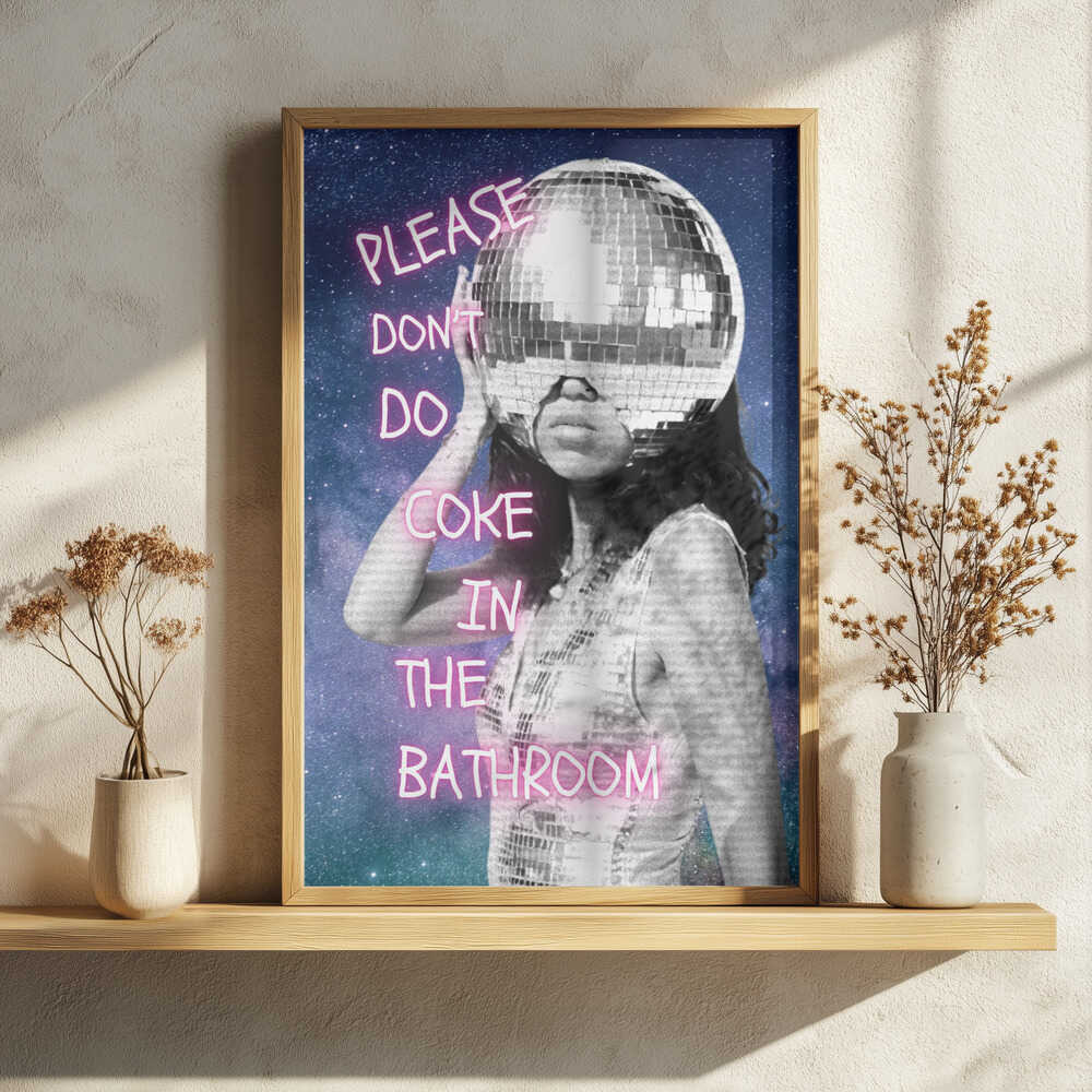 Mirror Head Party Scene Art Print UK — Portrait Vibrant Wall Art — Bathroom — Wall It All Prints
