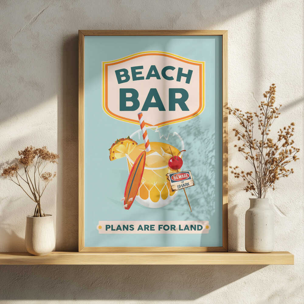 Beach Bar Summer Tropical Cocktail Bar Art Art Print UK — Landscape Vibrant Wall Art — Living Room — Wall It All Prints
