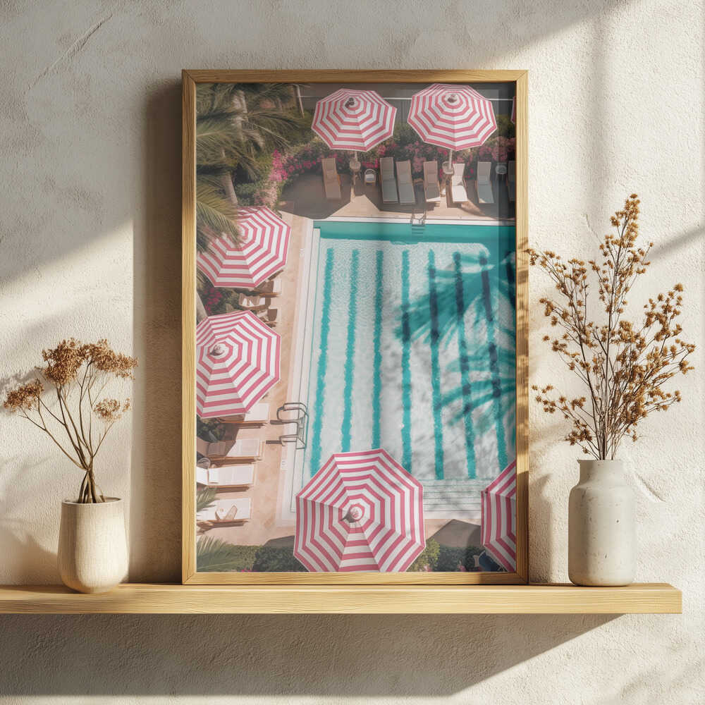 Summer Poolside Umbrellas Art Print UK — Botanical Elegant Wall Art — Living Room — Wall It All Prints