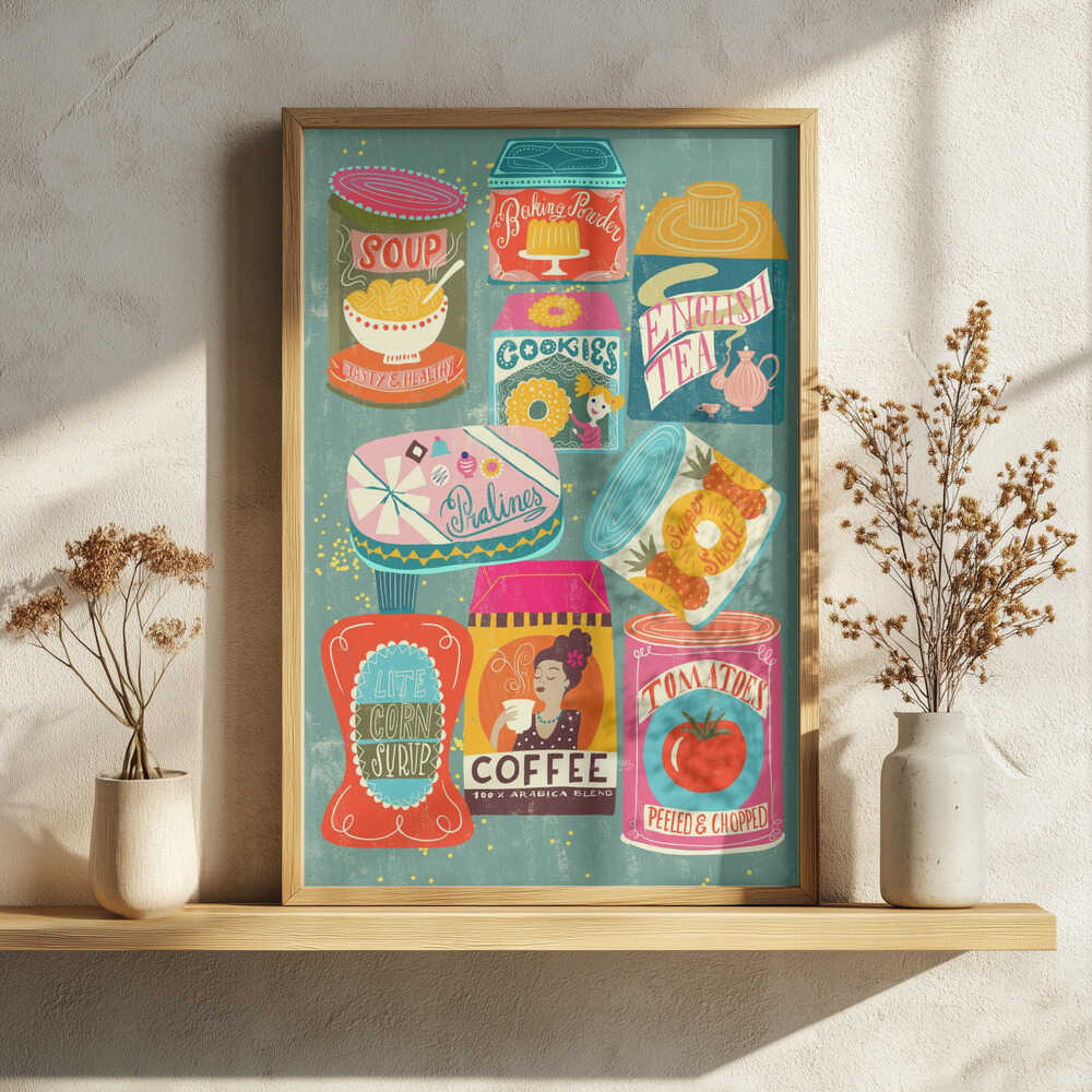 Retro Food Labels Art Print UK — Vintage Vibrant Wall Art — Kitchen — Wall It All Prints