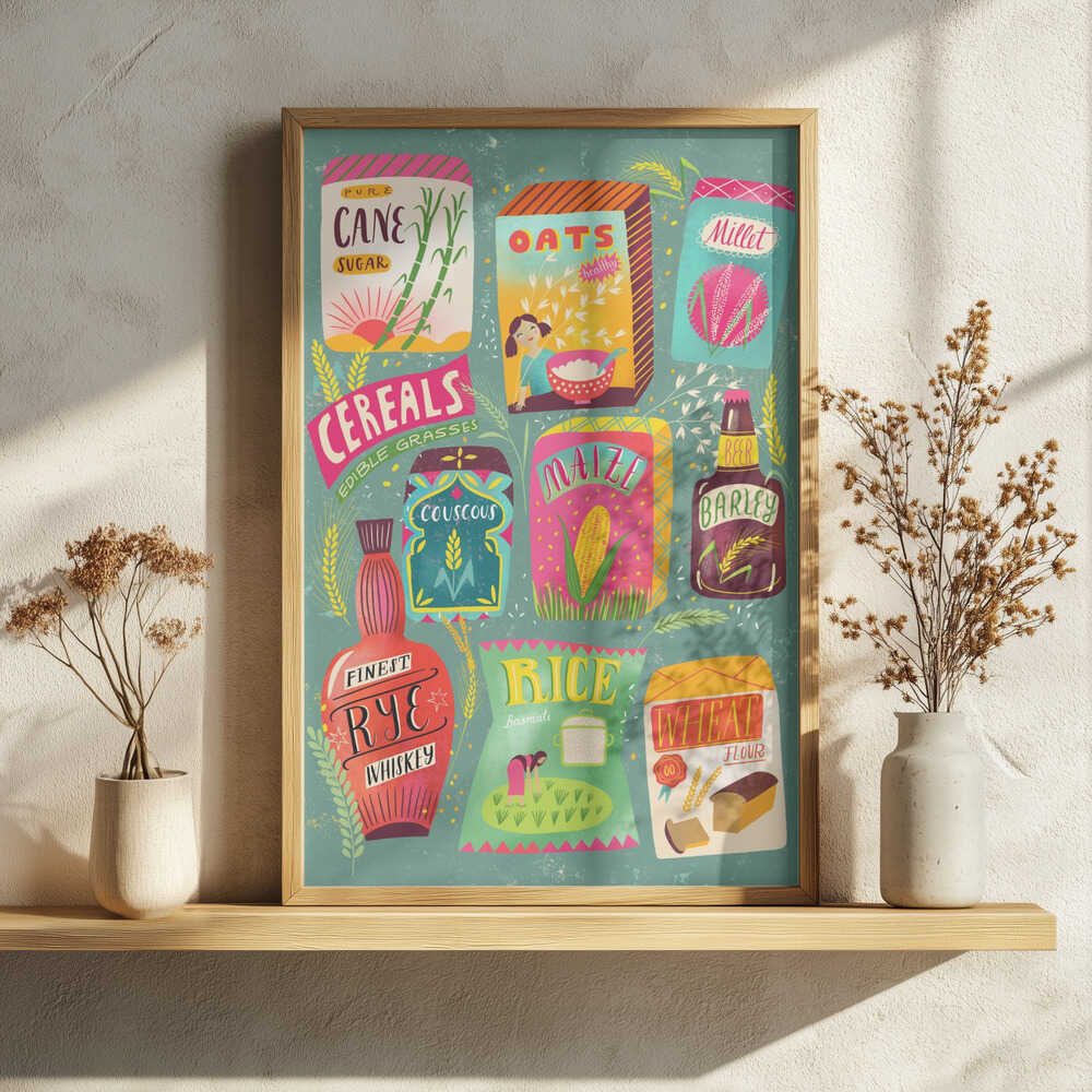 Essential Grains Collection Art Print UK — Food Vibrant Wall Art — Kitchen — Wall It All Prints