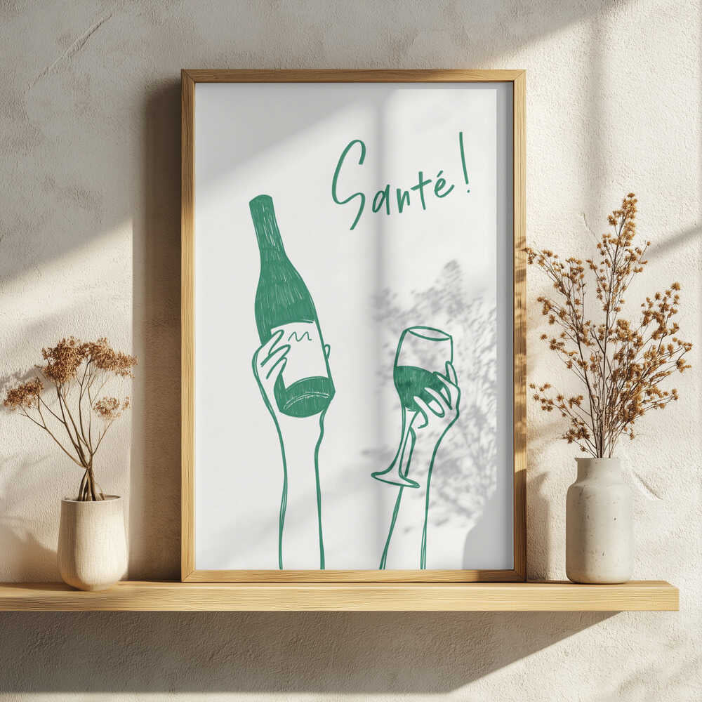 Santé Wine Toast Art Print UK — Abstract Minimal Wall Art — Kitchen — Wall It All Prints