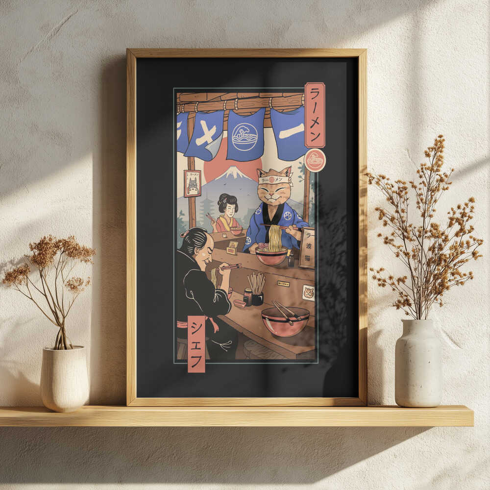 Ramen Meowster Art Print UK — Japanese Vibrant Wall Art — Kitchen — Wall It All Prints