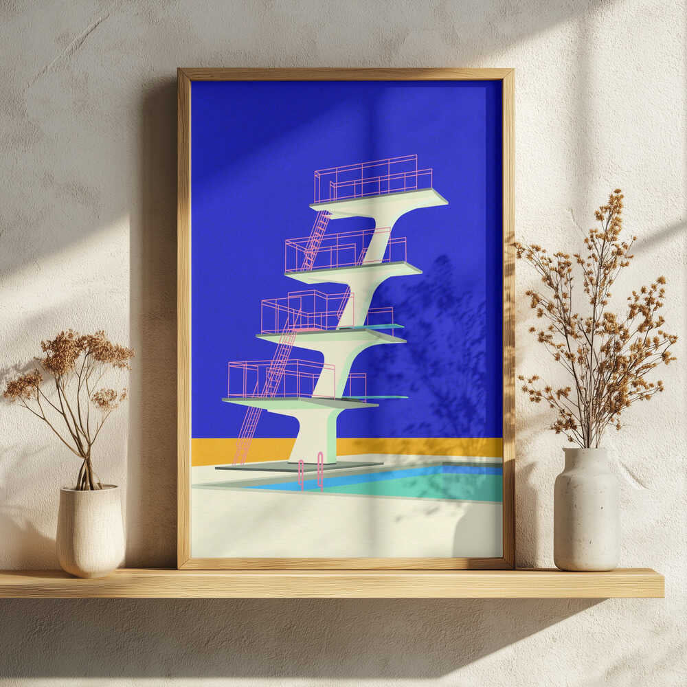 Diving Tower Art Print UK — Abstract Vibrant Wall Art — Office — Wall It All Prints