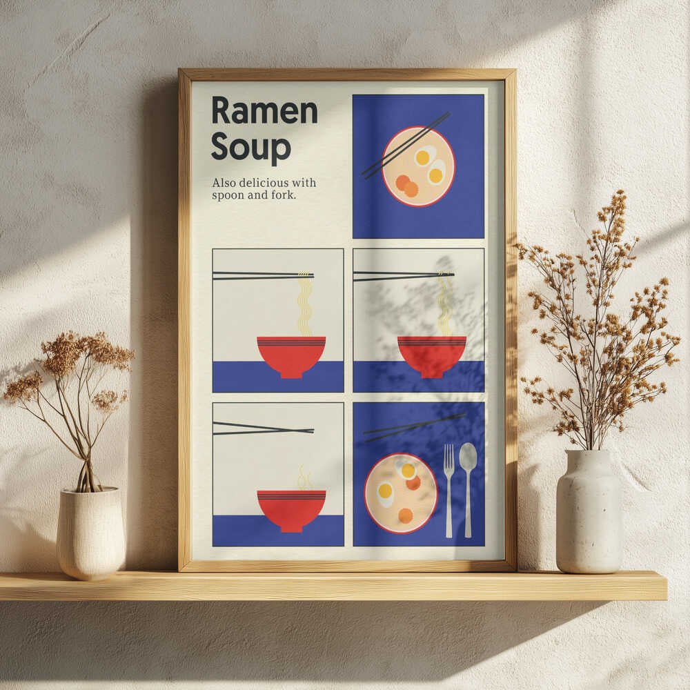 Poster Ramen Soup Art Print UK — Japanese Minimal Wall Art — Kitchen — Wall It All Prints