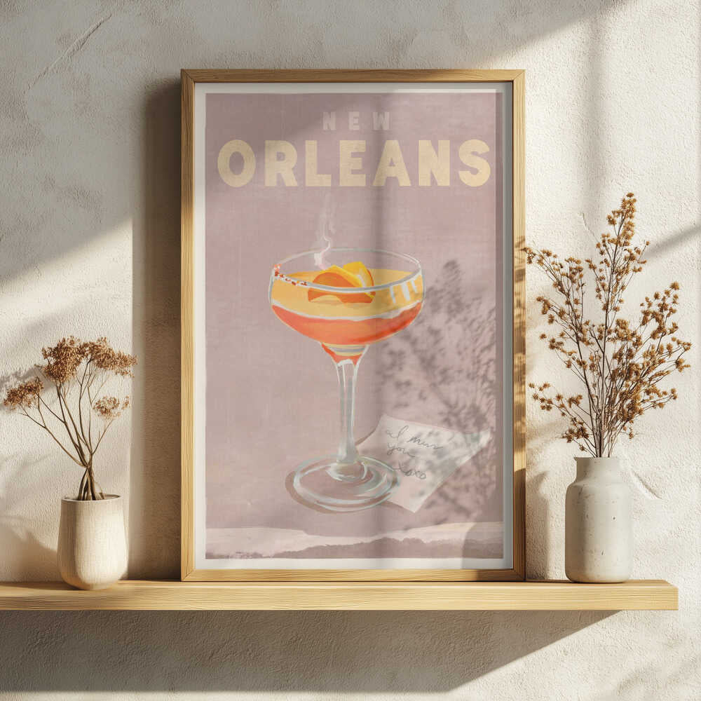 New Orleans Cocktail Travel Poster Art Print UK — Vintage Warm Wall Art — Living Room — Wall It All Prints