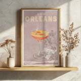 New Orleans Cocktail Travel Poster Art Print UK — Vintage Warm Wall Art — Living Room — Wall It All Prints