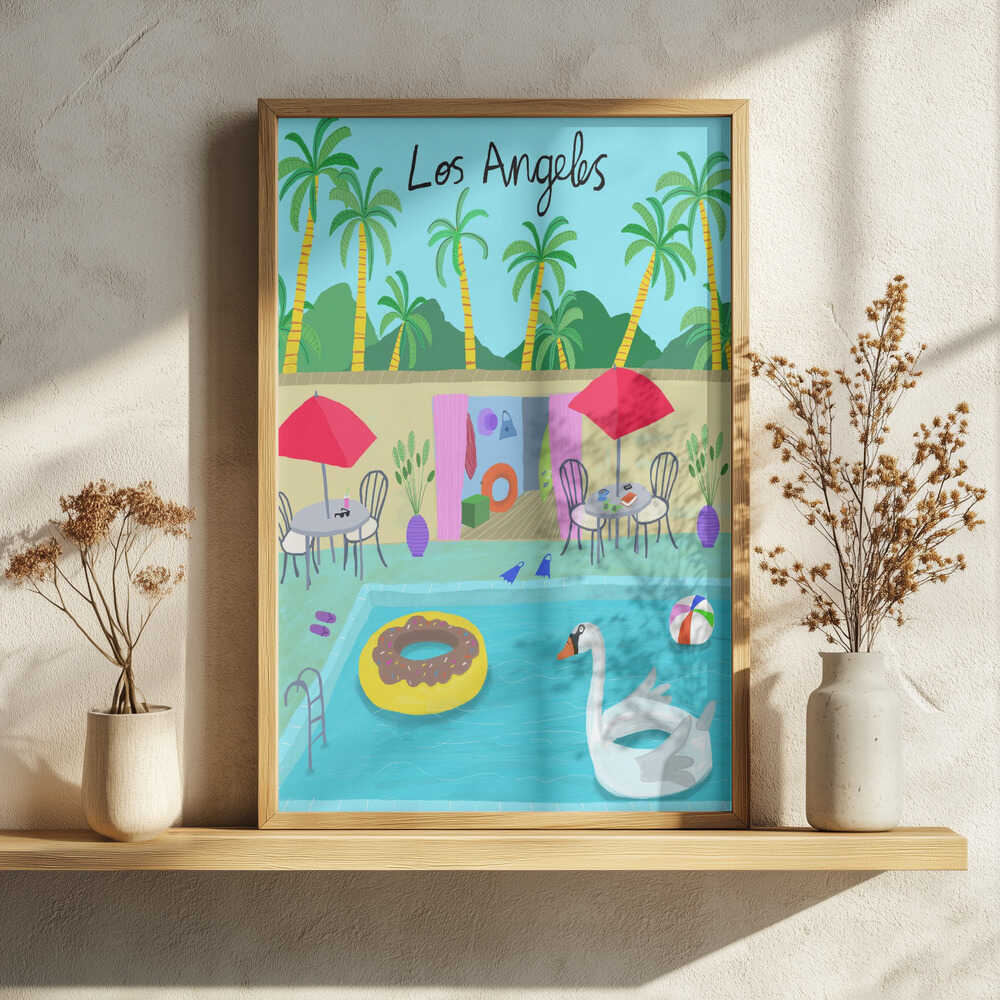 Vibrant Los Angeles Pool Day Art Print UK — Animal Vibrant Wall Art — Living Room — Wall It All Prints