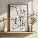 Funny Cat Bathroom Break Art Print UK — Animal Minimal Wall Art — Bathroom — Wall It All Prints