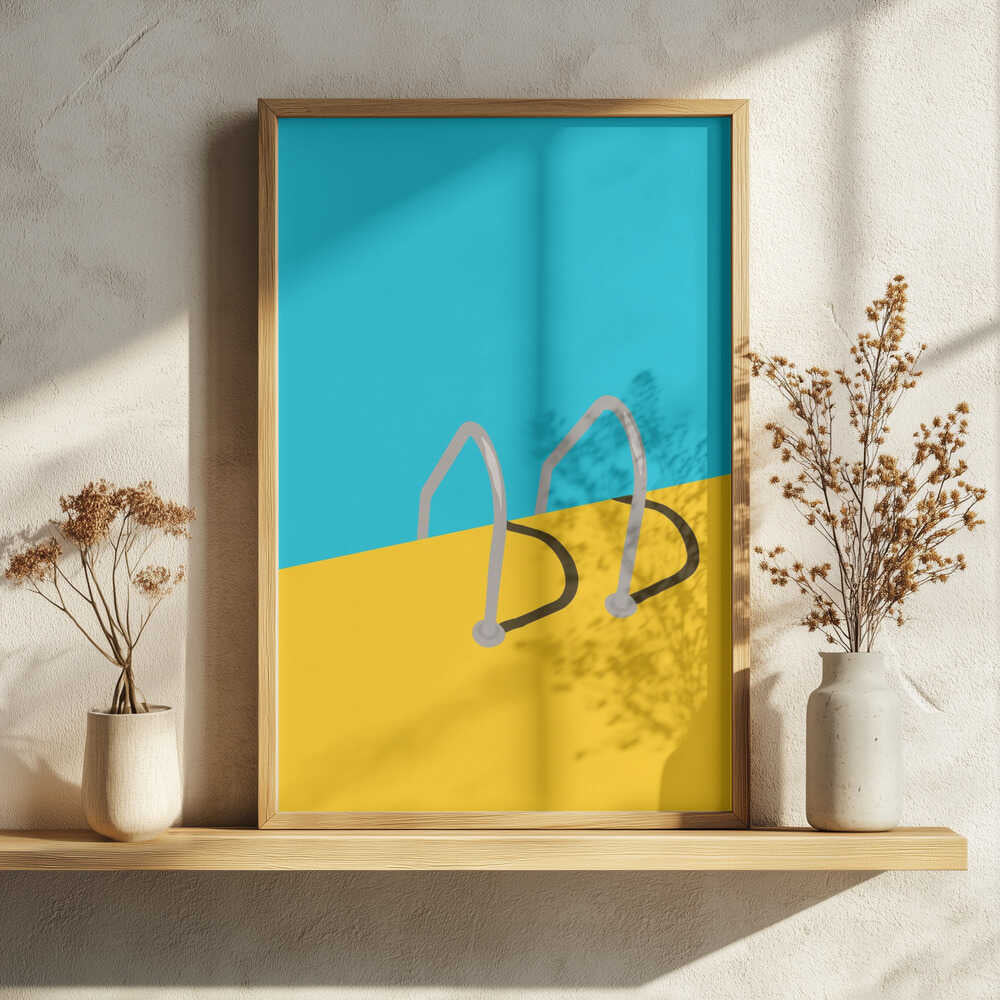 Bright Pool Ladder Art Print UK — Abstract Vibrant Wall Art — Office — Wall It All Prints