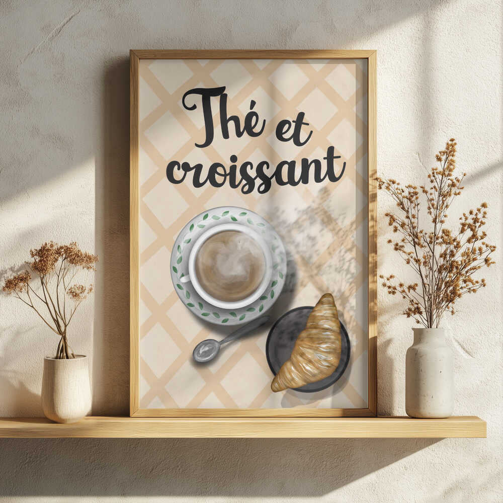 French Tea Croissant Art Print UK — Food Warm Wall Art — Kitchen — Wall It All Prints