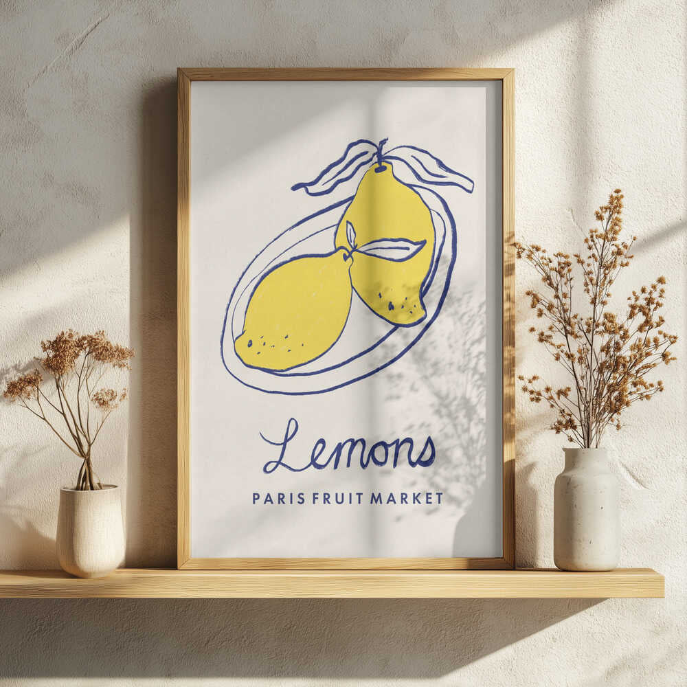 Paris Fruit Market Lemons Art Print UK — Vintage Vibrant Wall Art — Kitchen — Wall It All Prints