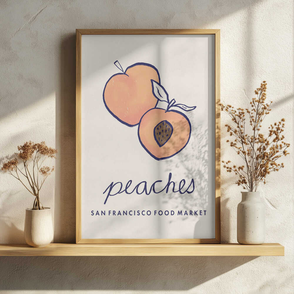 Fresh Summer Peaches Art Print UK — Botanical Fresh Wall Art — Kitchen — Wall It All Prints