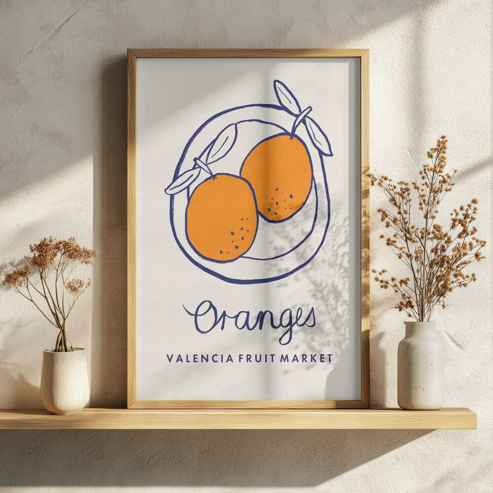 Valencia Market Oranges Art Print UK — Abstract Vibrant Wall Art — Kitchen — Wall It All Prints