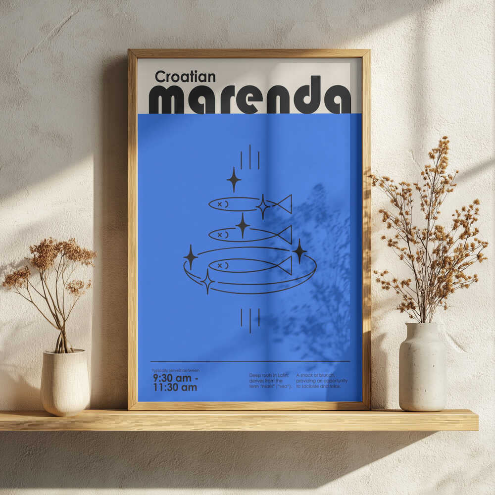 Croatian Marenda Fish Art Print UK — Abstract Dark Wall Art — Kitchen — Wall It All Prints