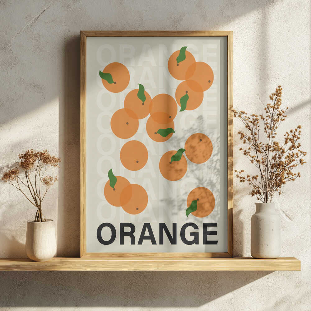 Fresh Orange Design Art Print UK — Botanical Vibrant Wall Art — Kitchen — Wall It All Prints