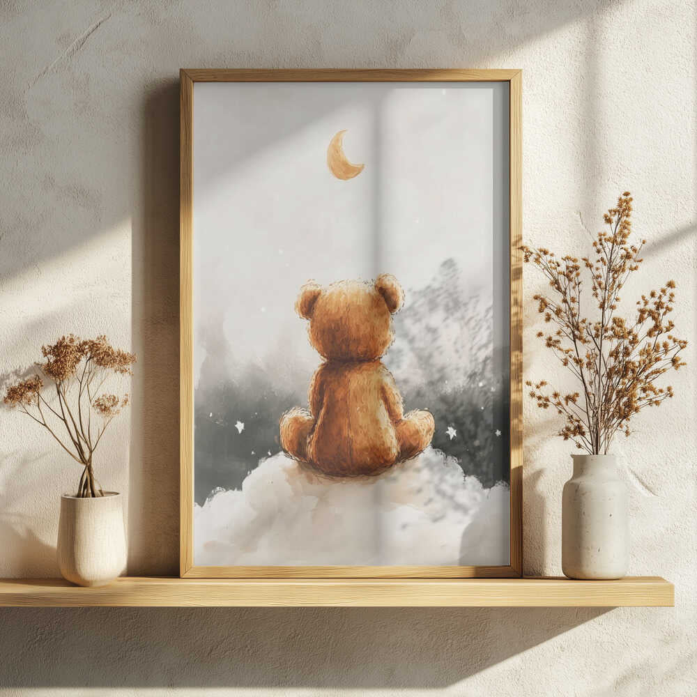 Moonlit Bear Dreams Art Print UK — Celestial Calm Wall Art — Bedroom — Wall It All Prints