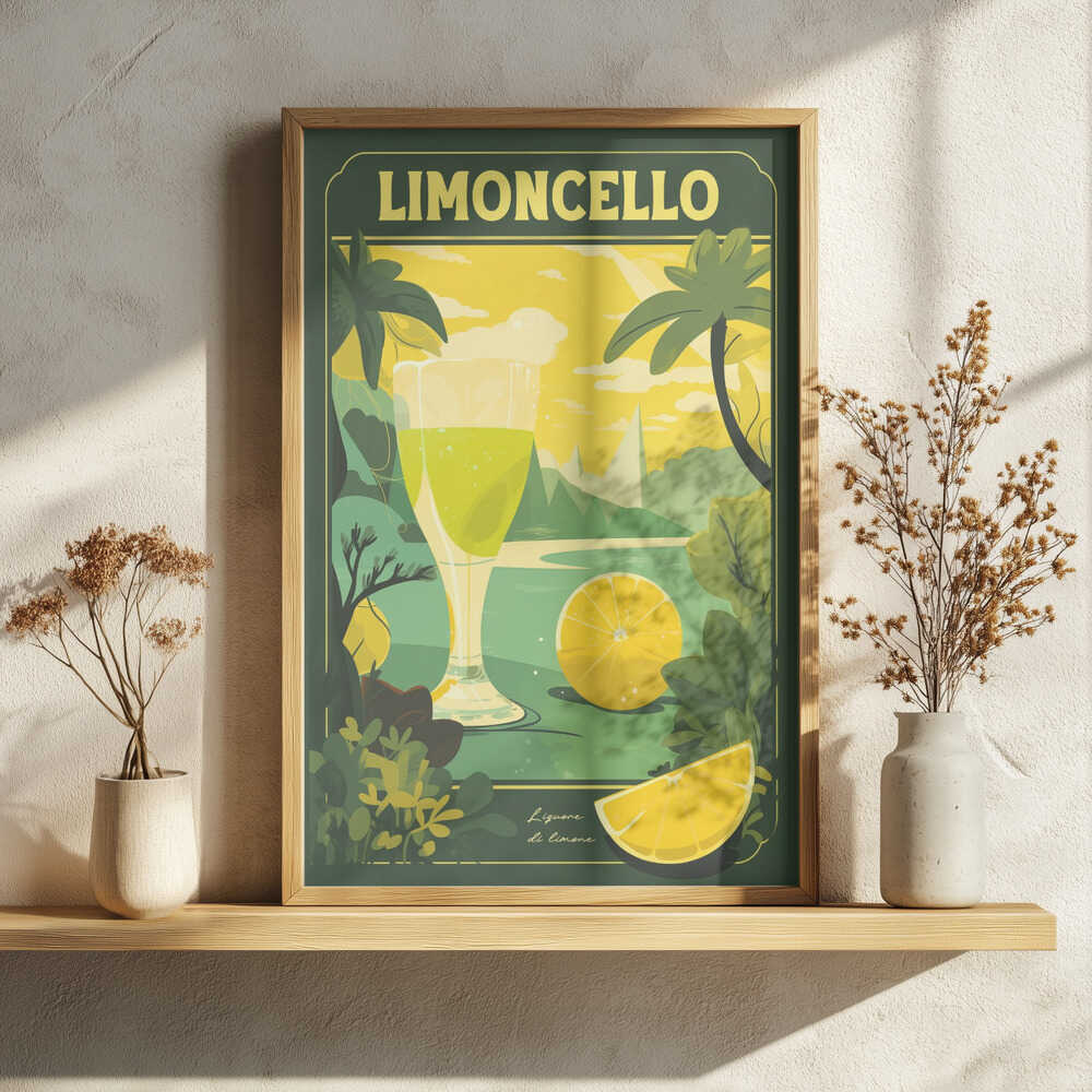 Limoncello Lemon Landscape Art Print UK — Landscape Vibrant Wall Art — Kitchen — Wall It All Prints