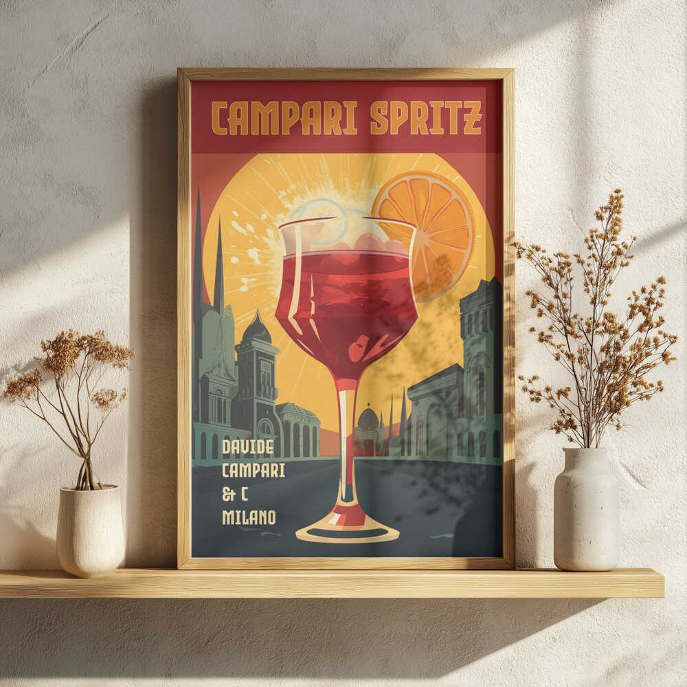 Campari Spritz Milan Sunset Art Print UK — Landscape Warm Wall Art — Living Room — Wall It All Prints