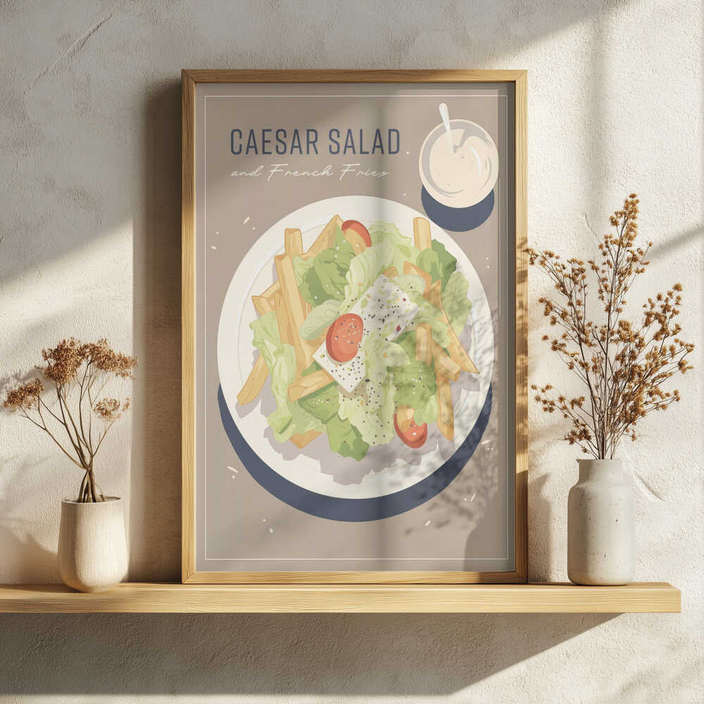 Caesar Salad and French Fries Art Print UK — Abstract Fresh Wall Art — Kitchen — Wall It All Prints