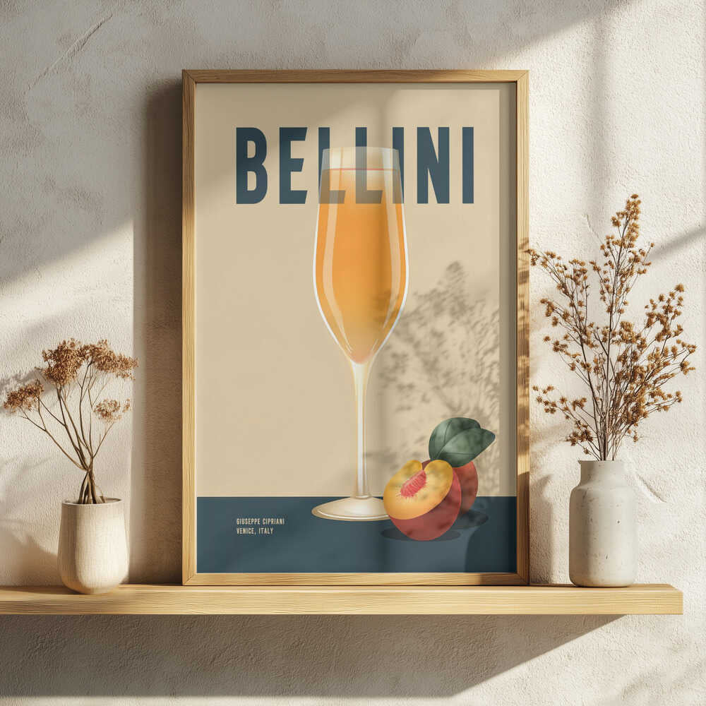 Bellini Peach Cocktail Art Print UK — Abstract Vibrant Wall Art — Kitchen — Wall It All Prints