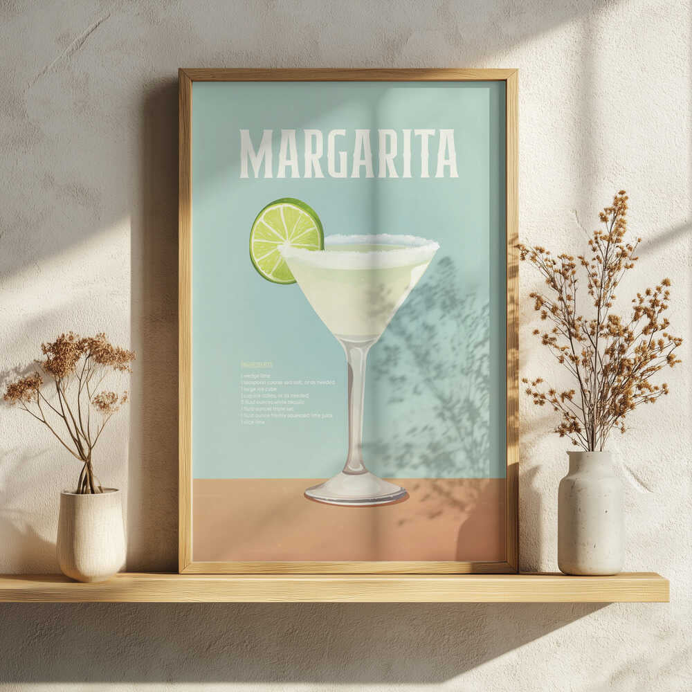 Margarita Cocktail Recipe Art Print UK — Vintage Fresh Wall Art — Living Room — Wall It All Prints
