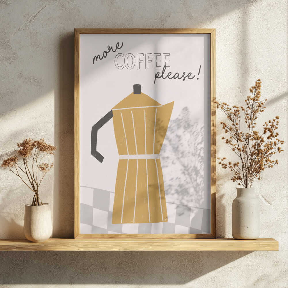 Moka Pot Coffee Please Art Print UK — Abstract Vibrant Wall Art — Kitchen — Wall It All Prints