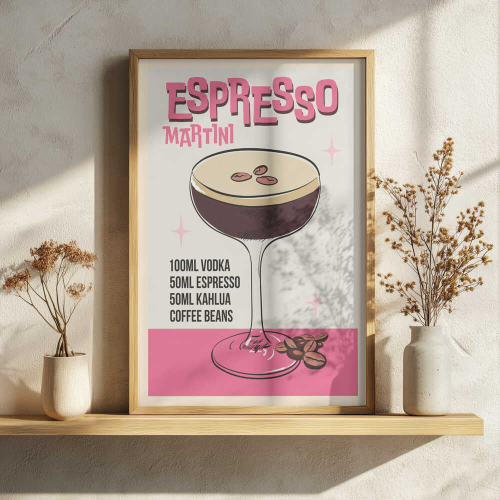 Retro Espresso Martini Art Print UK — Abstract Vibrant Wall Art — Kitchen — Wall It All Prints