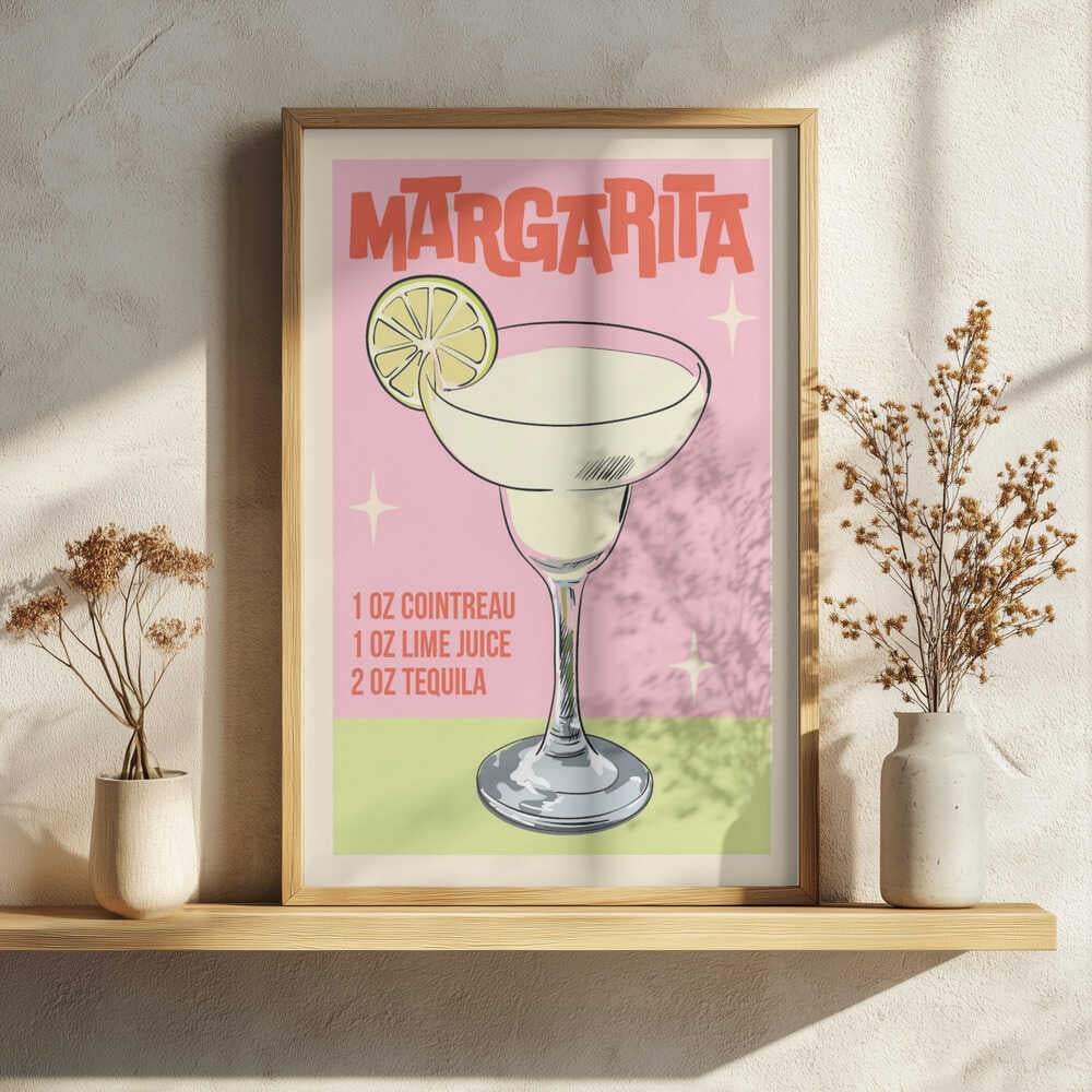 Margarita Cocktail Recipe Art Print UK — Abstract Vibrant Wall Art — Kitchen — Wall It All Prints