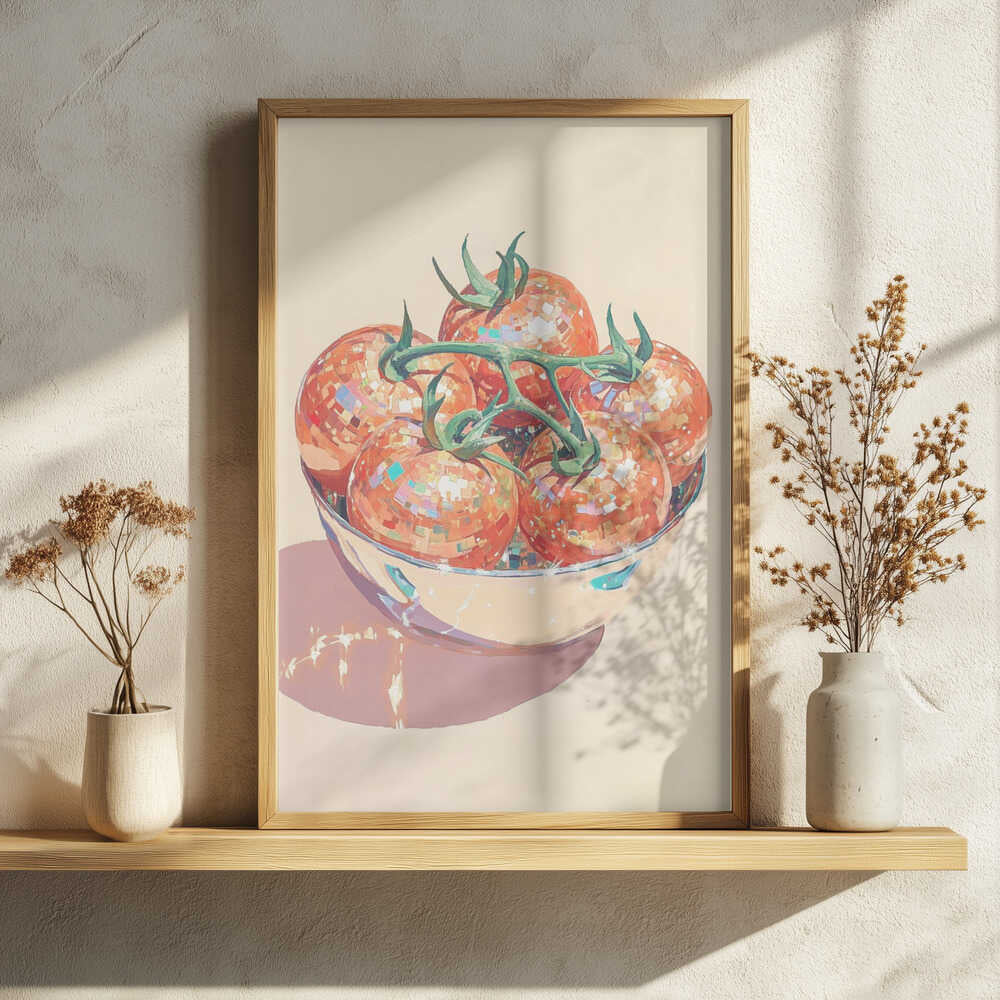 Disco Tomato Still Life Art Print UK — Portrait Vibrant Wall Art — Kitchen — Wall It All Prints