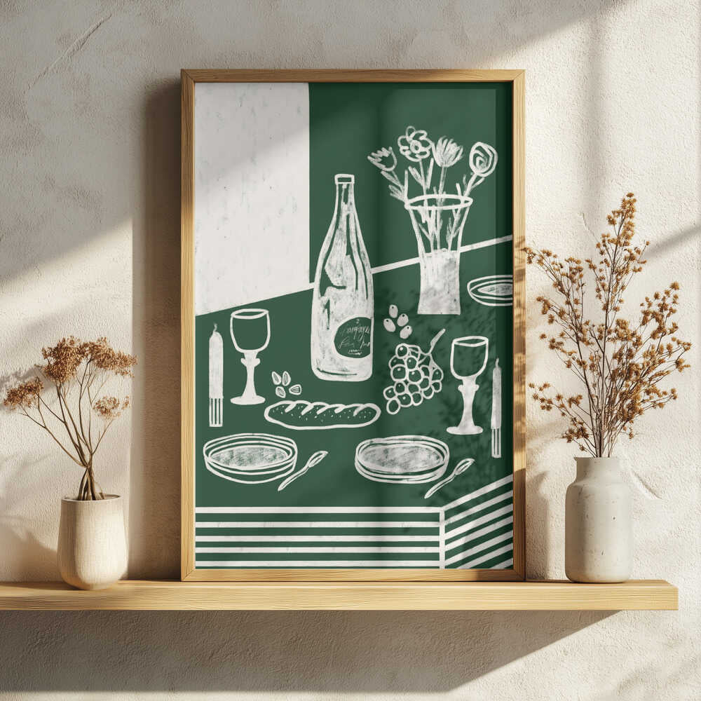 Rustic Dinner Table Art Print UK — Botanical Fresh Wall Art — Kitchen — Wall It All Prints