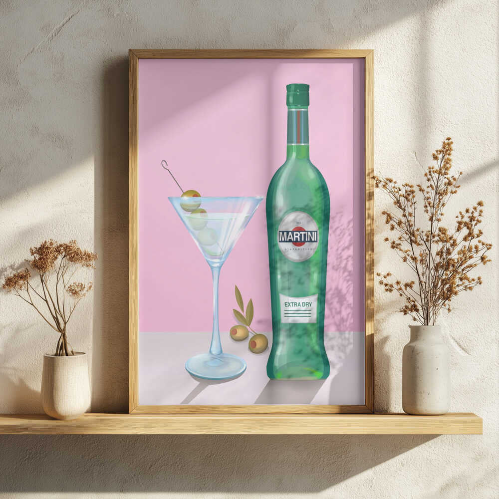 Martini Cocktail Art Print UK — Vintage Minimal Wall Art — Living Room — Wall It All Prints