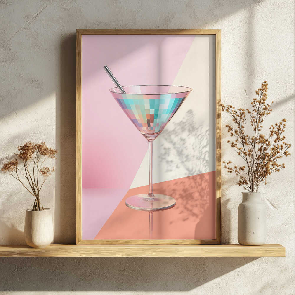 Disco Martini Cocktail Art Print UK — Abstract Vibrant Wall Art — Office — Wall It All Prints