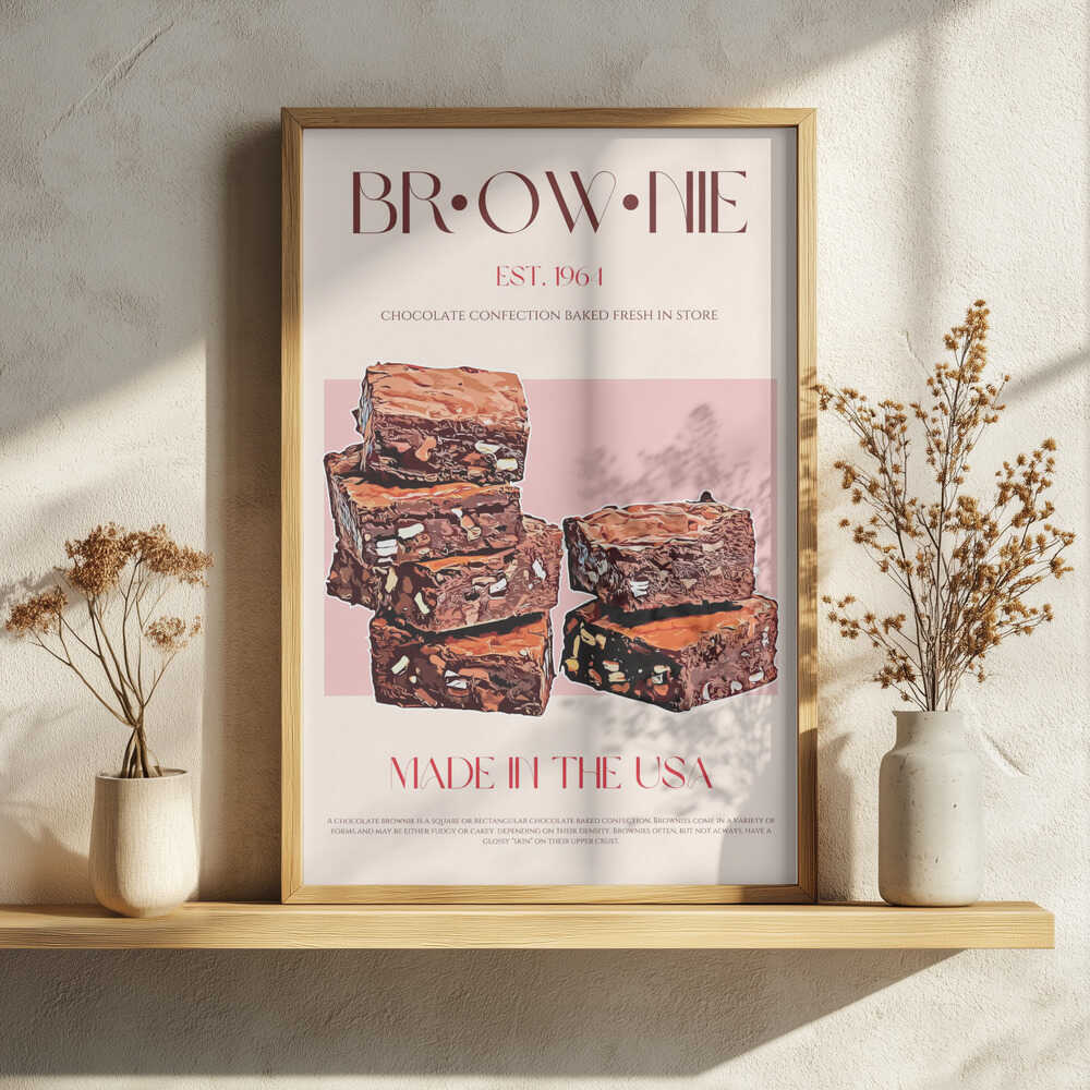Fresh Baked Brownies Art Print UK — Food Warm Wall Art — Kitchen — Wall It All Prints