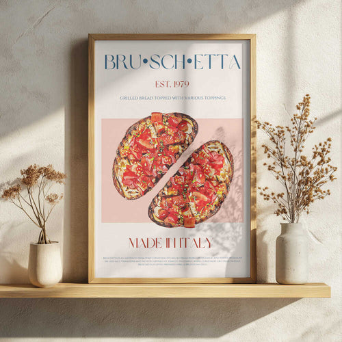 Authentic Italian Bruschetta Art Print UK — Vintage Vibrant Wall Art — Kitchen — Wall It All Prints