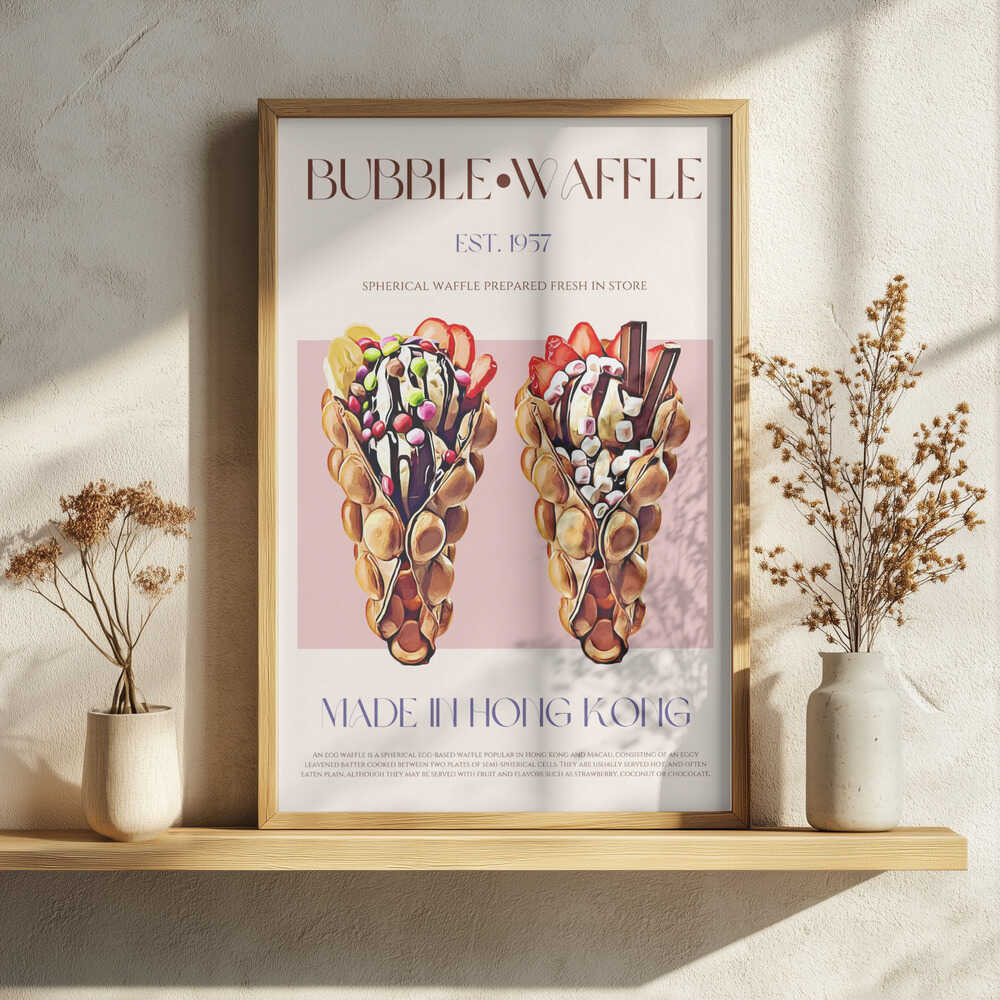 Hong Kong Bubble Waffles Art Print UK — Japanese Vibrant Wall Art — Kitchen — Wall It All Prints