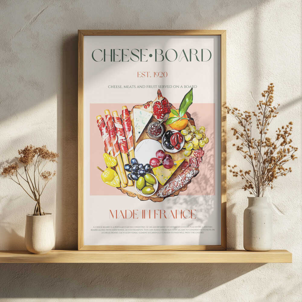 Gourmet Cheese Board Art Print UK — Food Vibrant Wall Art — Kitchen — Wall It All Prints