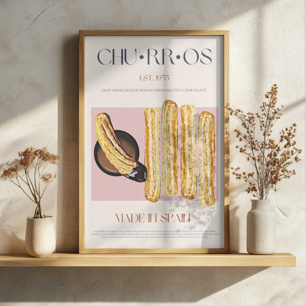 Churros With Chocolate Art Print UK — Food Warm Wall Art — Kitchen — Wall It All Prints