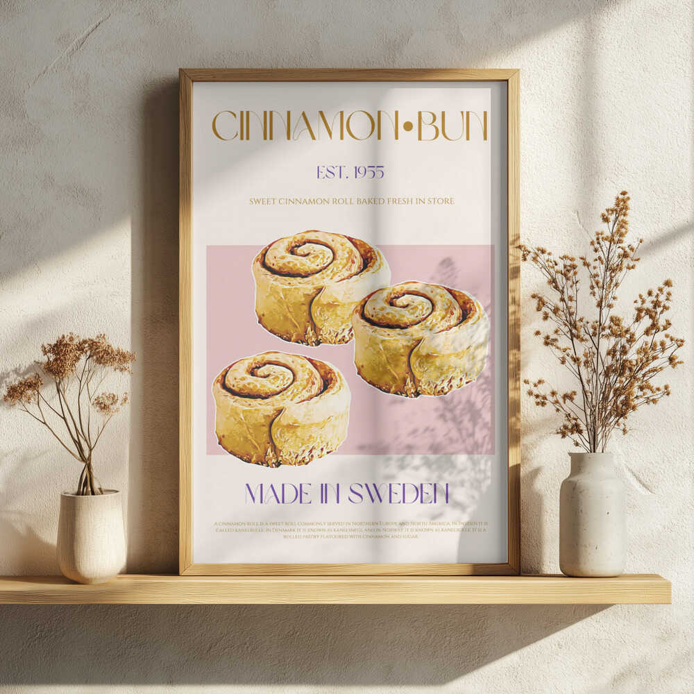 Swedish Cinnamon Buns Art Print UK — Vintage Warm Wall Art — Kitchen — Wall It All Prints
