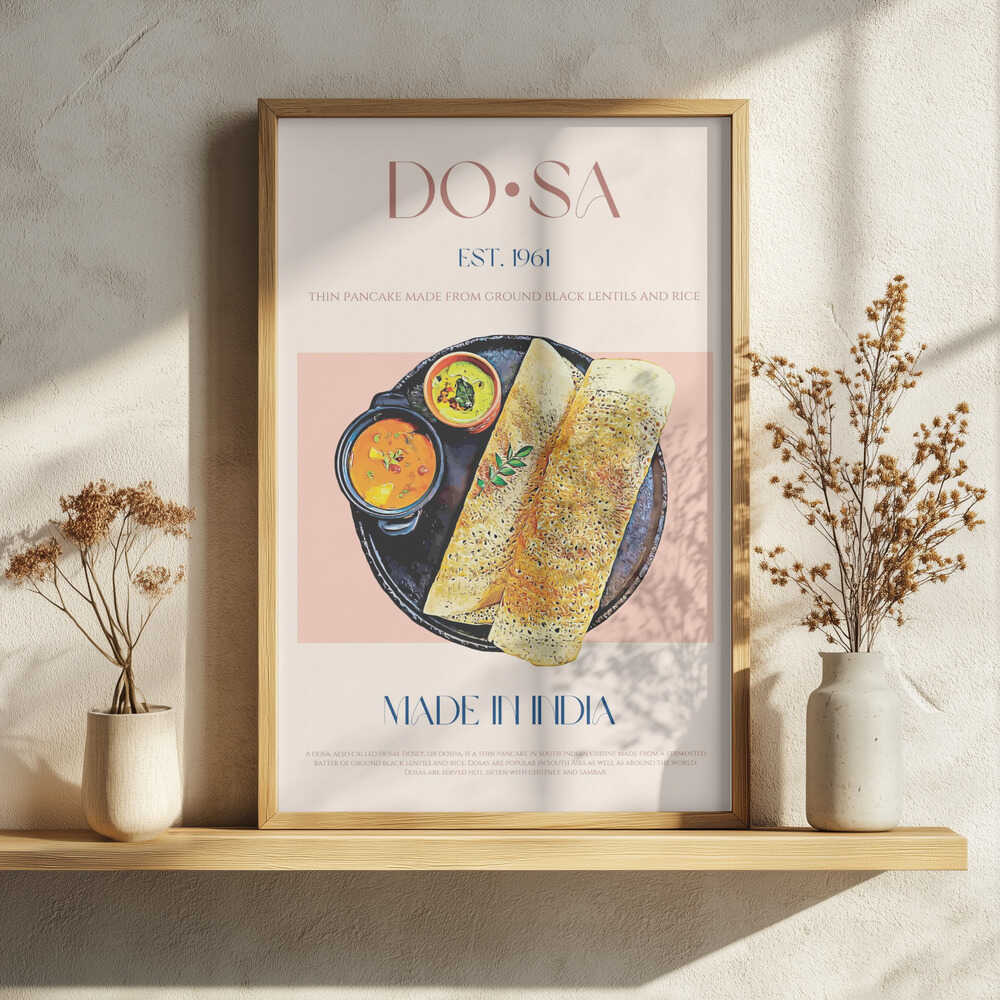 South Indian Dosa Platter Art Print UK — Food Vibrant Wall Art — Kitchen — Wall It All Prints