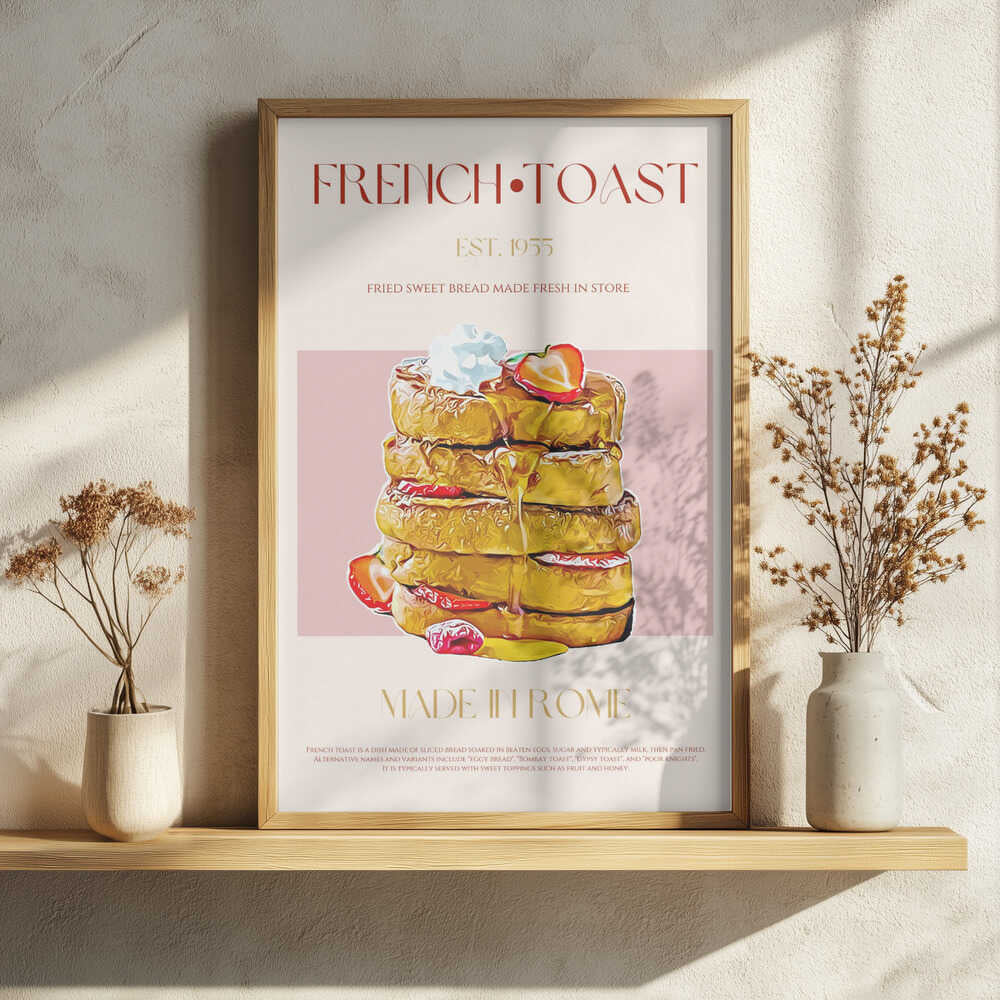 Sweet Stacked French Toast Art Print UK — Vintage Warm Wall Art — Kitchen — Wall It All Prints