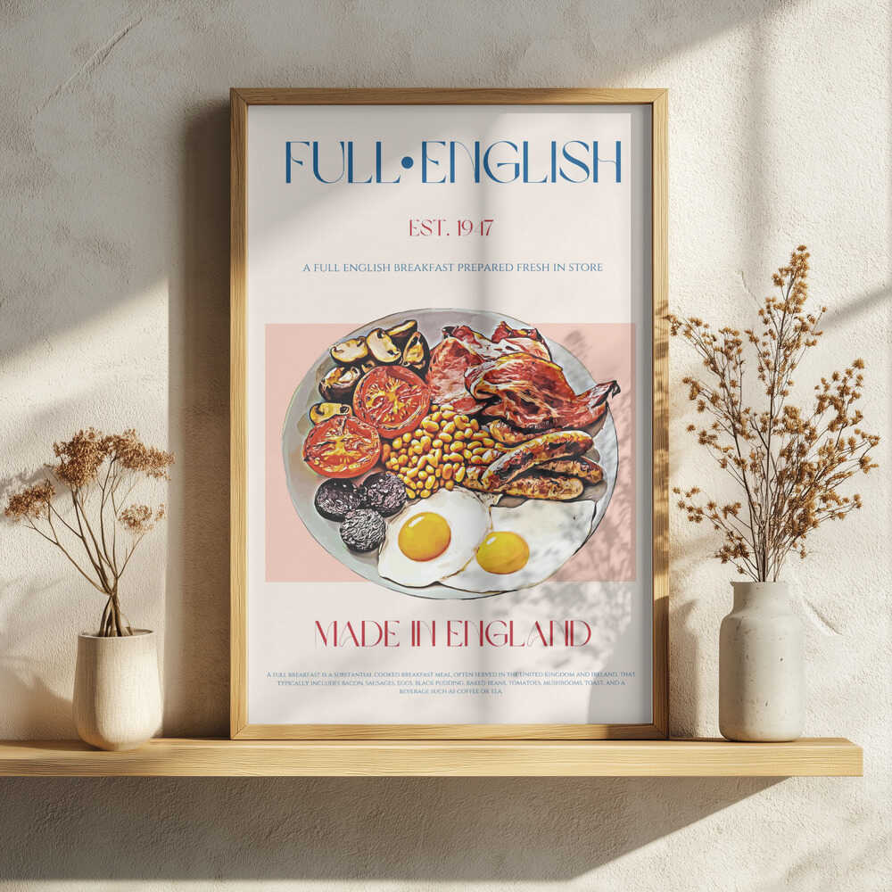 Classic English Breakfast Art Print UK — Vintage Dark Wall Art — Kitchen — Wall It All Prints