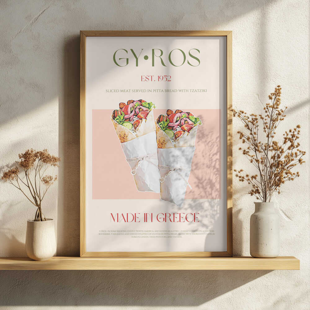 Authentic Greek Gyros Art Print UK — Vintage Fresh Wall Art — Kitchen — Wall It All Prints