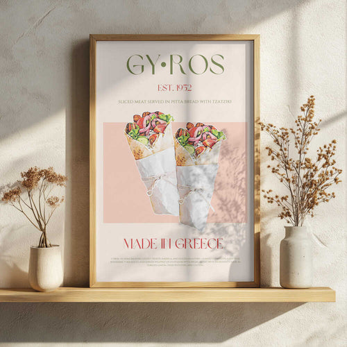 Authentic Greek Gyros Art Print UK — Vintage Vibrant Wall Art — Kitchen — Wall It All Prints