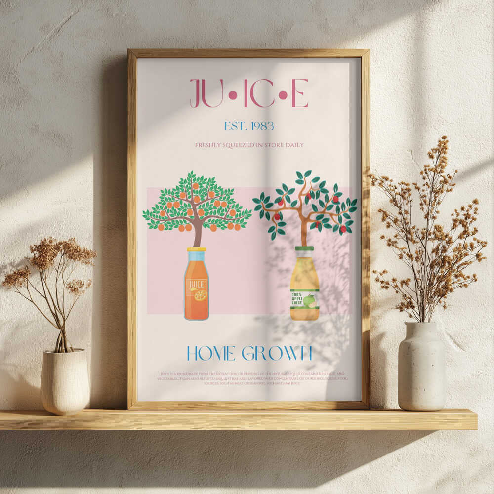 Home Grown Juices Art Print UK — Botanical Fresh Wall Art — Kitchen — Wall It All Prints
