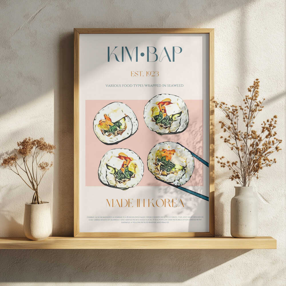 Korean Kimbap Rolls Art Print UK — Japanese Vibrant Wall Art — Kitchen — Wall It All Prints