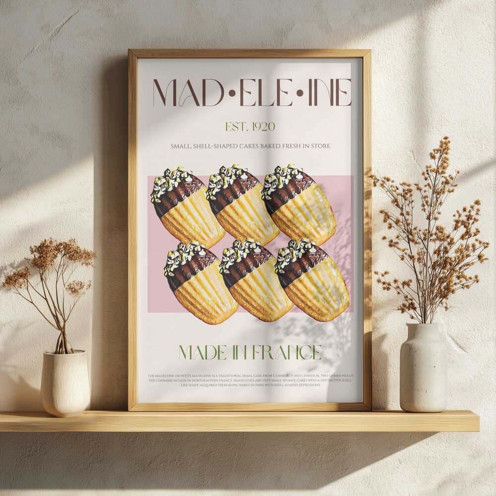 Golden Chocolate Madeleines Art Print UK — Vintage Warm Wall Art — Kitchen — Wall It All Prints